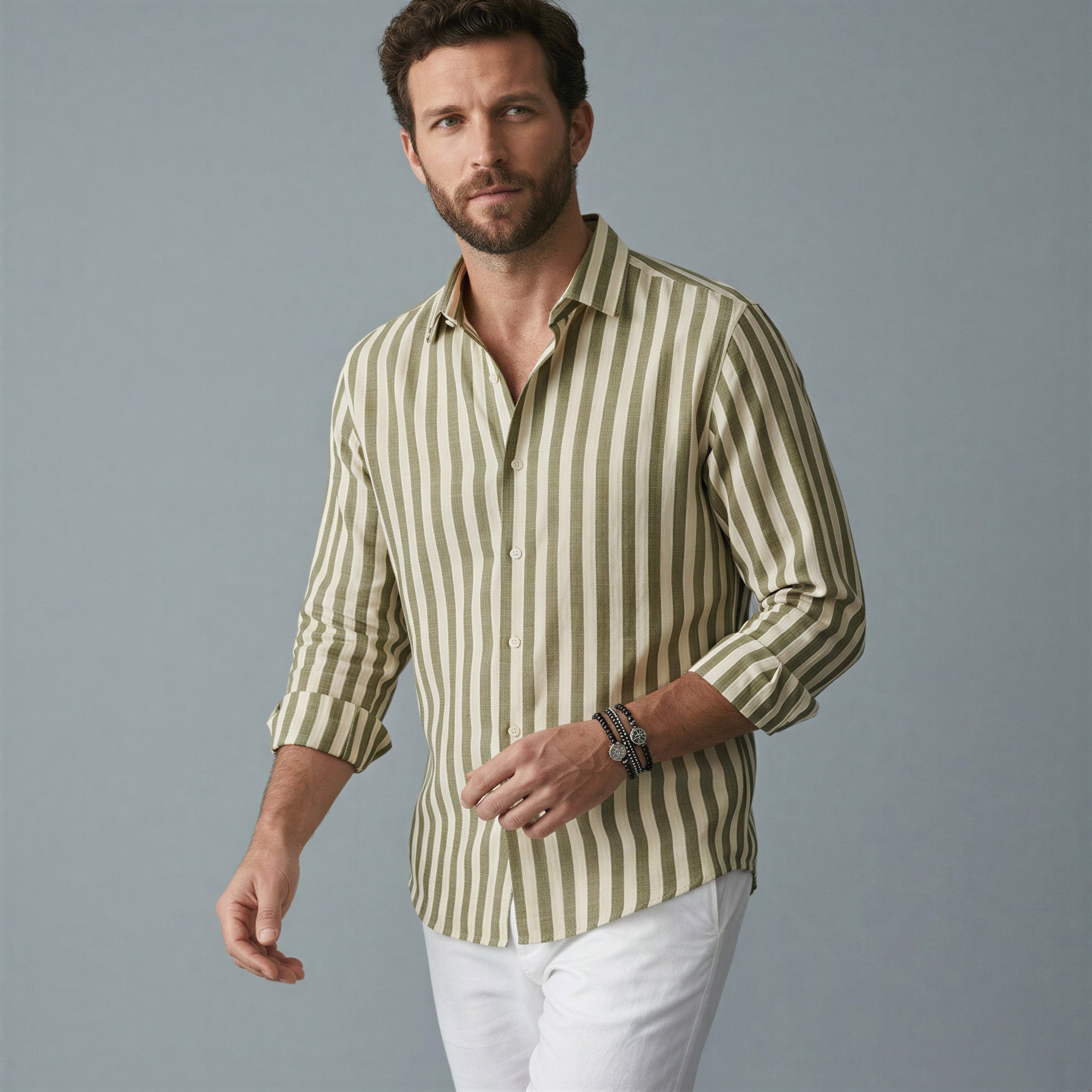Men's Striped Long-Sleeve Shirt