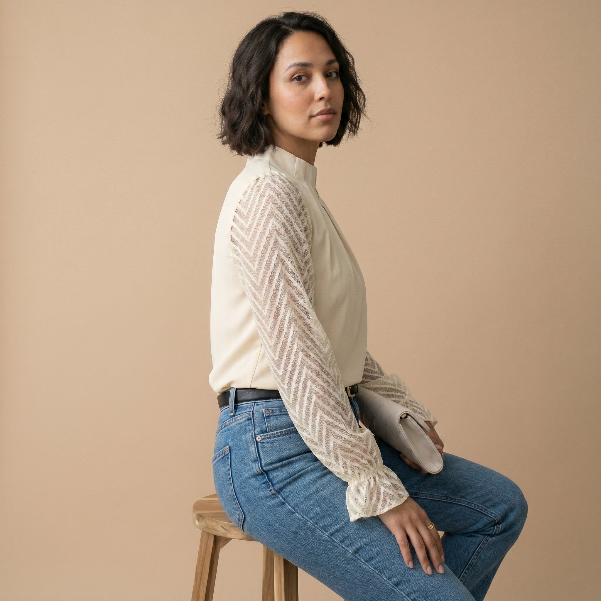 Women’s High Neck Puff Sleeve Blouse