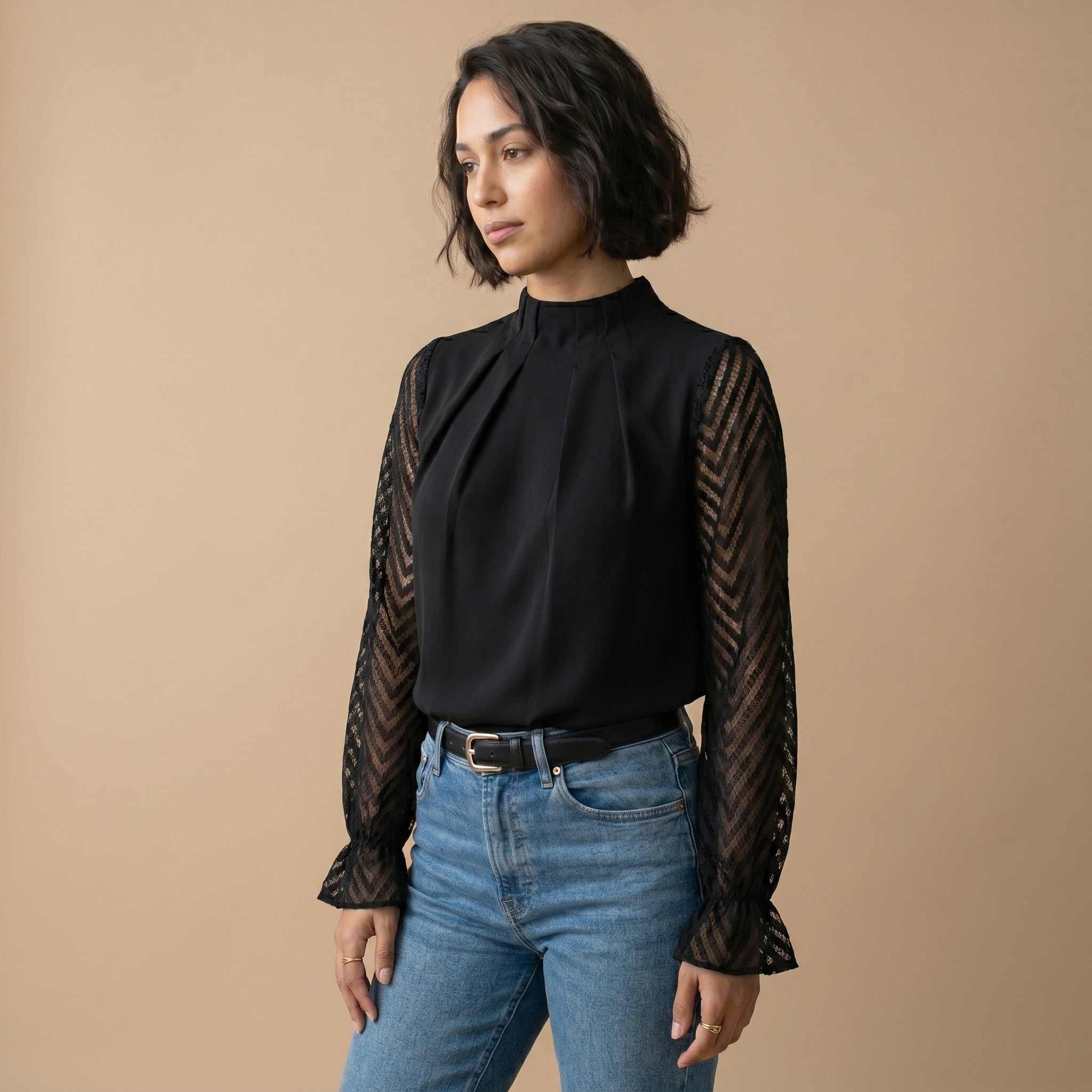 Women’s High Neck Puff Sleeve Blouse