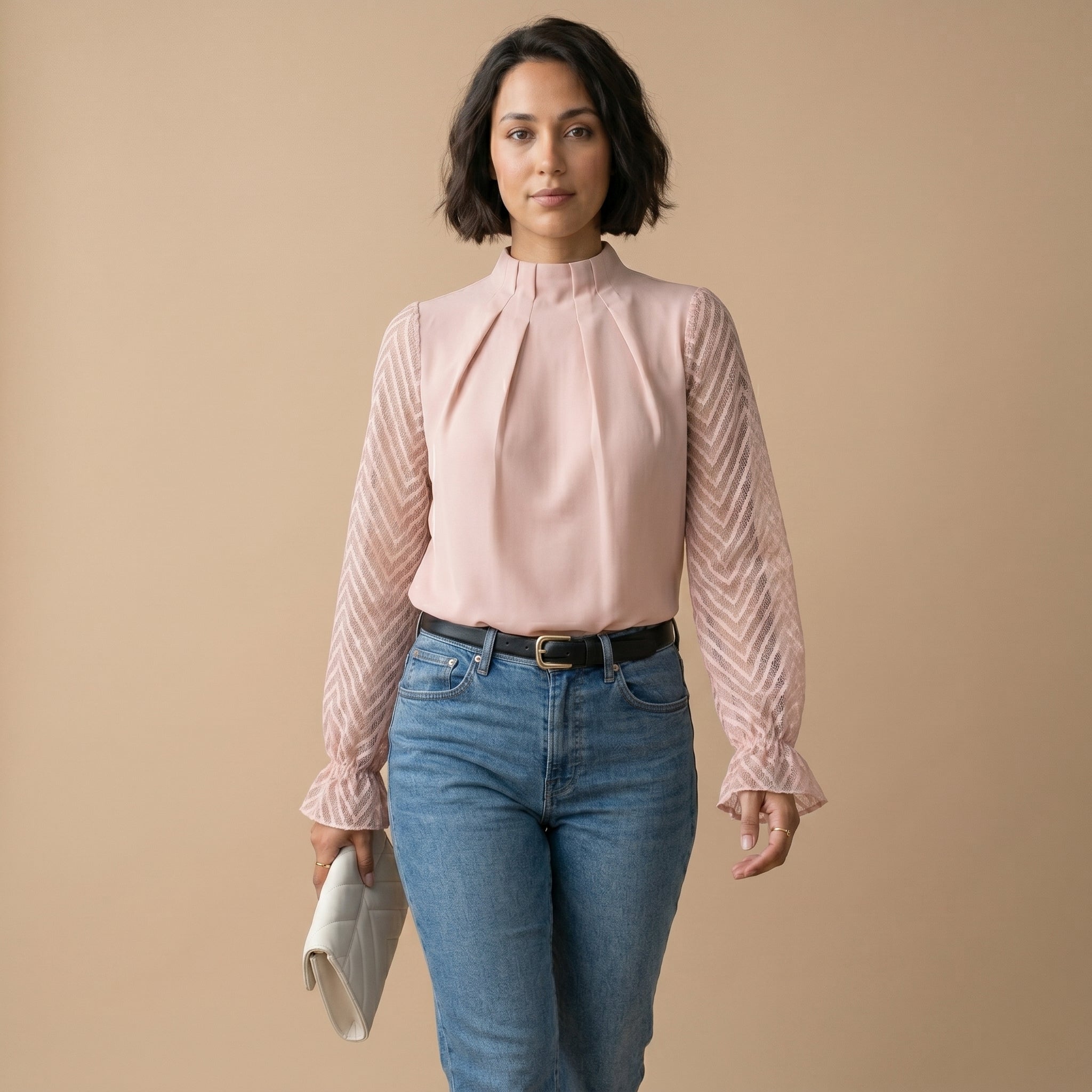Women’s High Neck Puff Sleeve Blouse