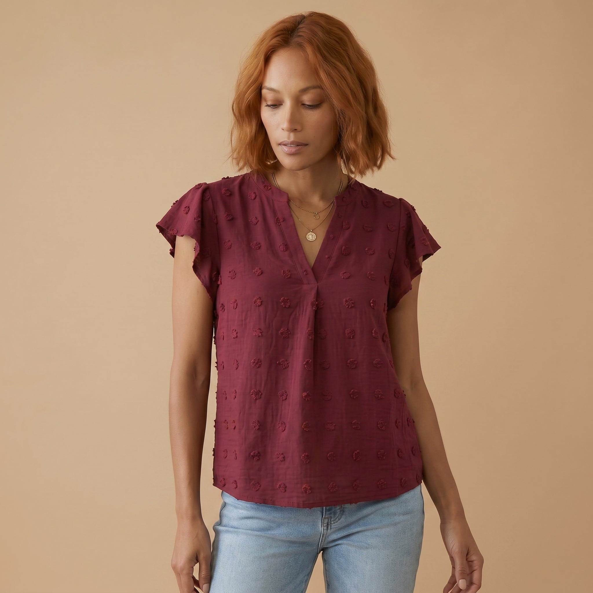 Women’s Patchwork Ruffle Sleeve Blouse
