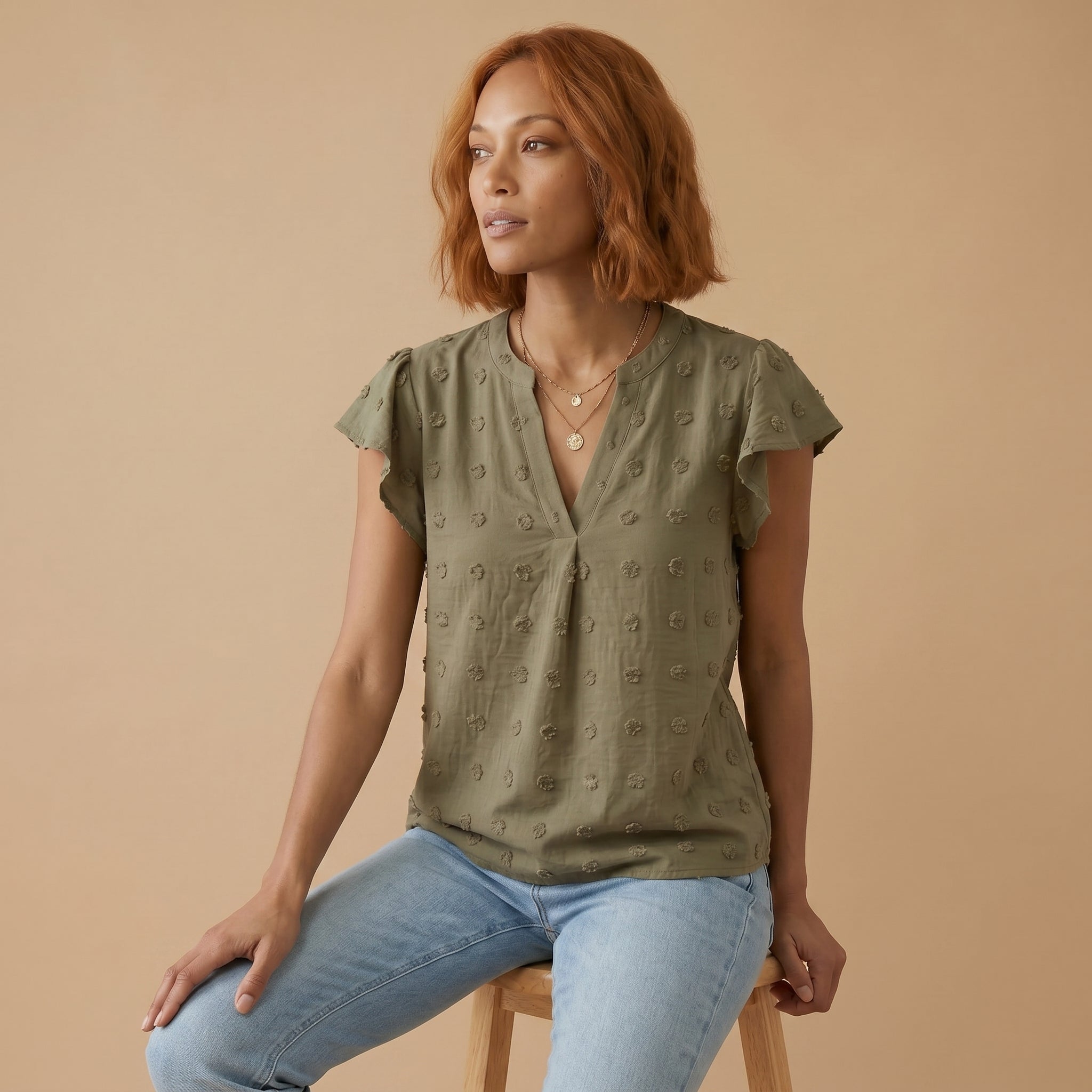 Women’s Patchwork Ruffle Sleeve Blouse