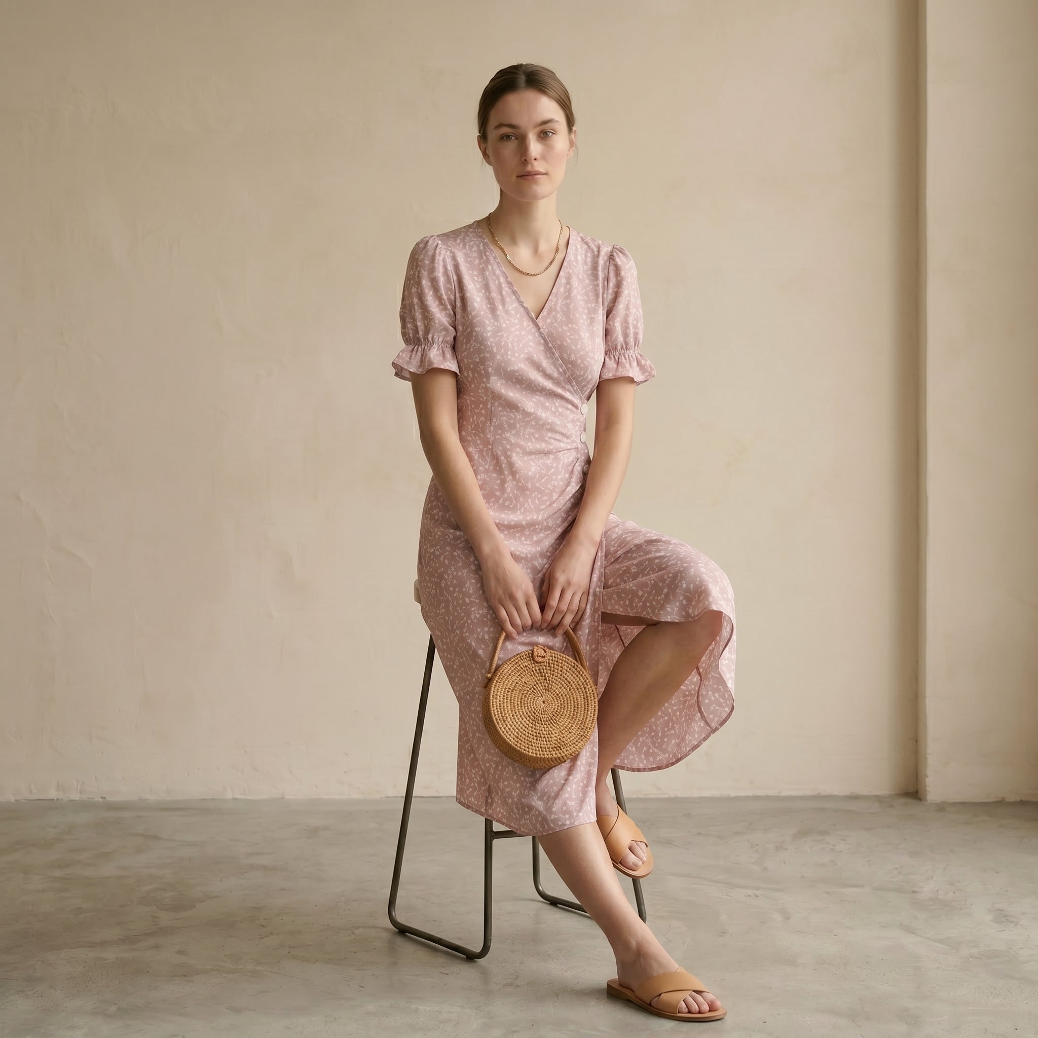 Women's Wrap Midi Dress
