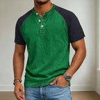 Men's Acid-Wash Cotton Henley-Shirt-Azzella London