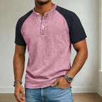 Men's Acid-Wash Cotton Henley-Shirt-Azzella London