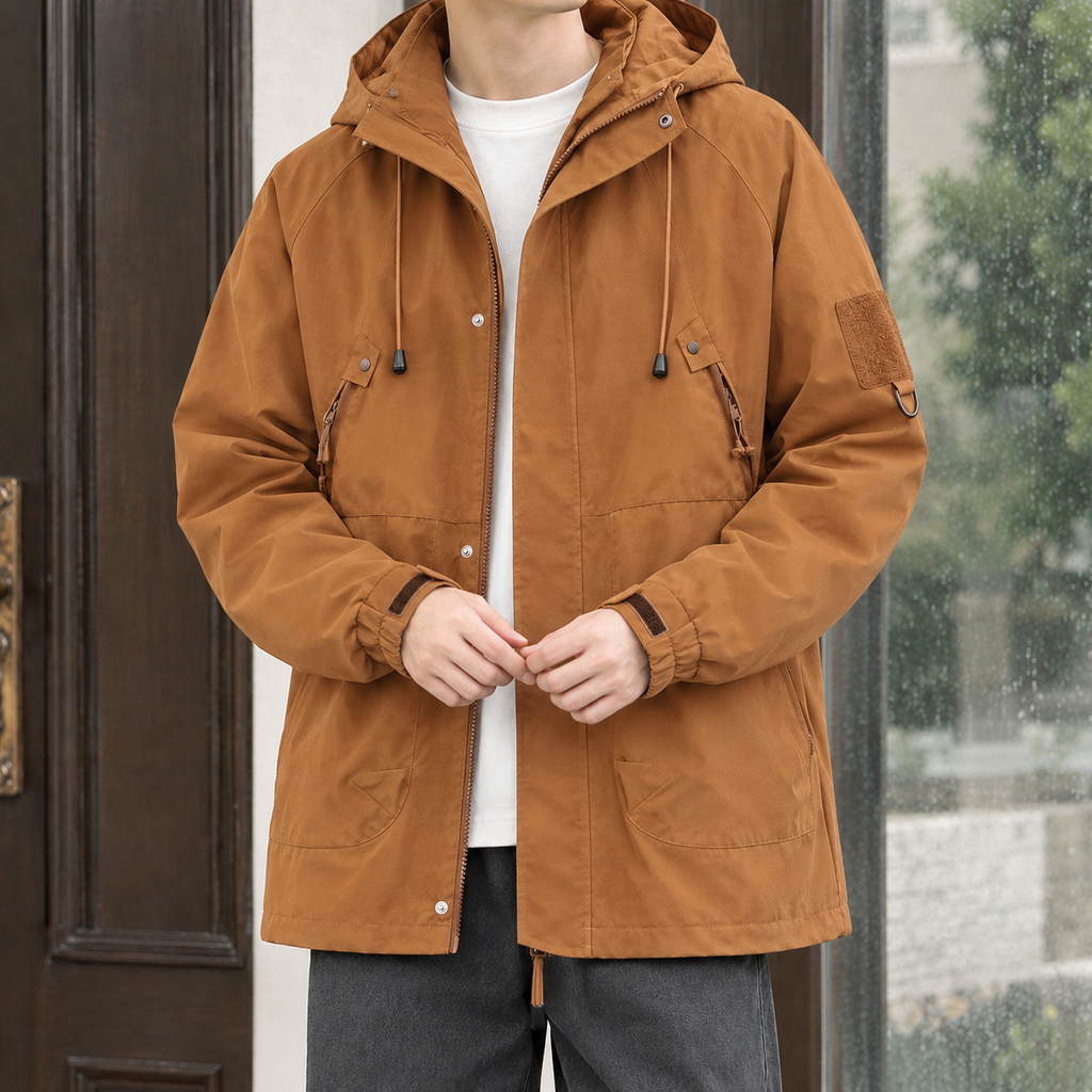 Men's Adjustable Hood Utility Jacket-Azzella London