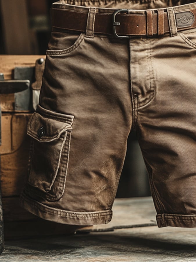 Men's Bermuda Cargo Shorts-Shorts-Azzella London