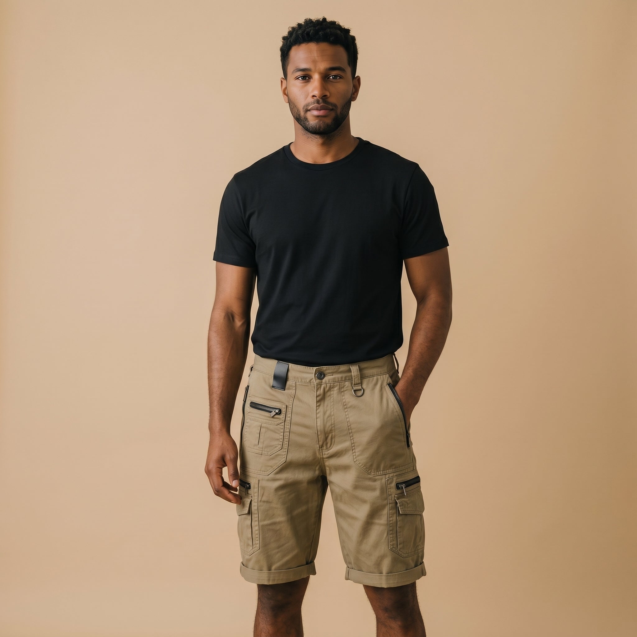 Men's Button-Fly Cargo Shorts-Azzella London