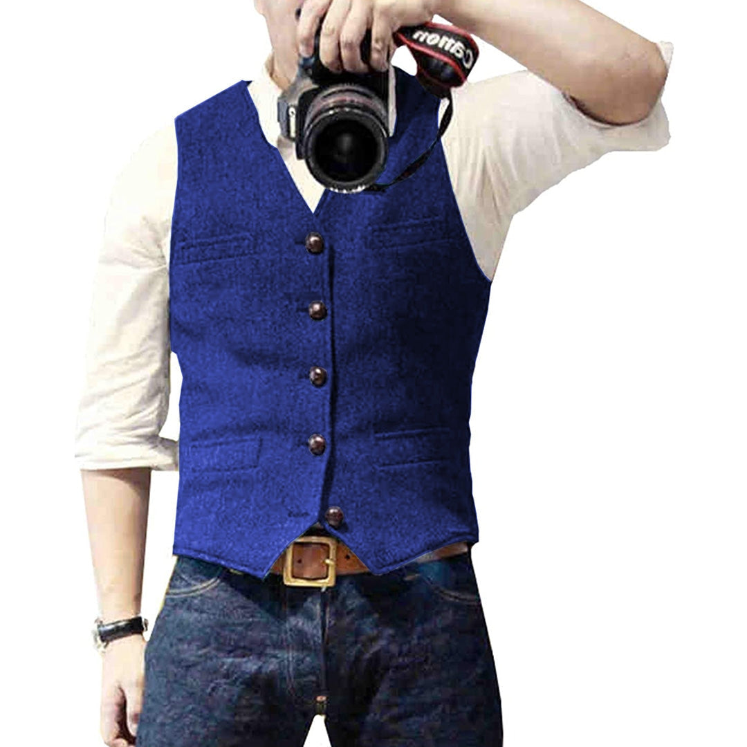 Men's Button Front Gilet-Azzella London
