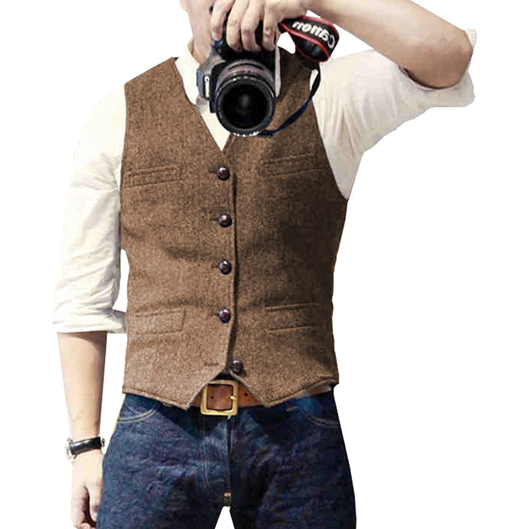 Men's Button Front Gilet-Azzella London