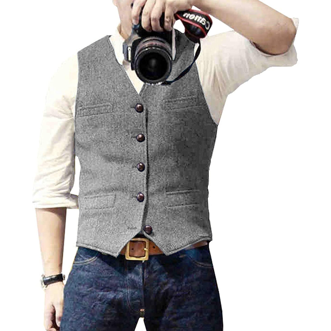 Men's Button Front Gilet-Azzella London