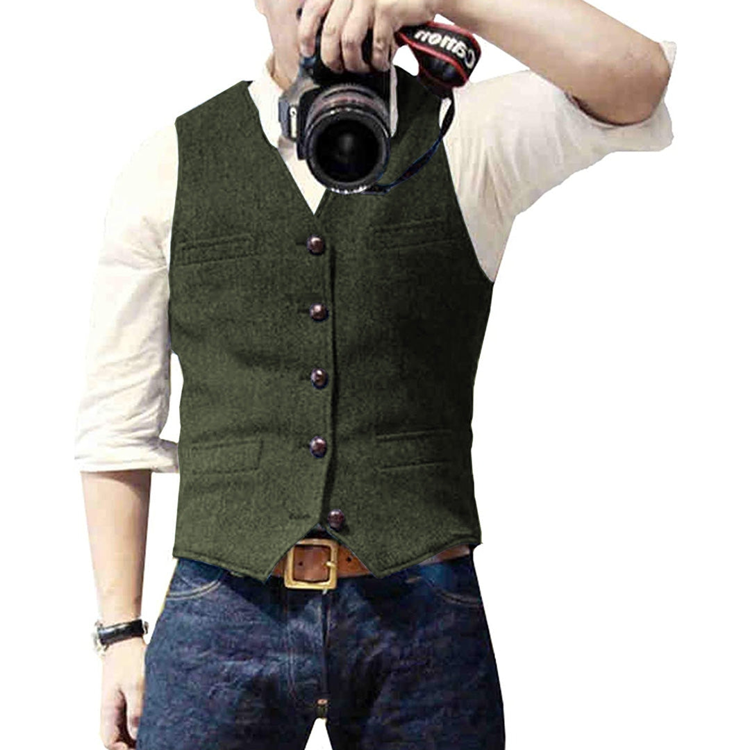 Men's Button Front Gilet-Azzella London