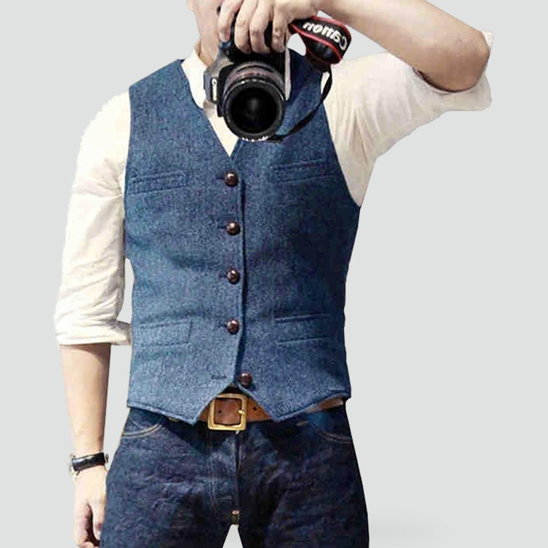 Men's Button Front Gilet-Azzella London