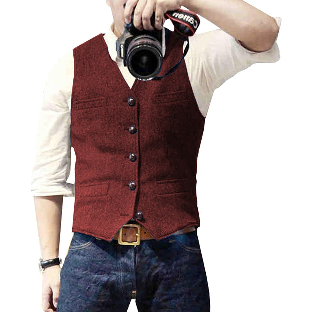 Men's Button Front Gilet-Azzella London