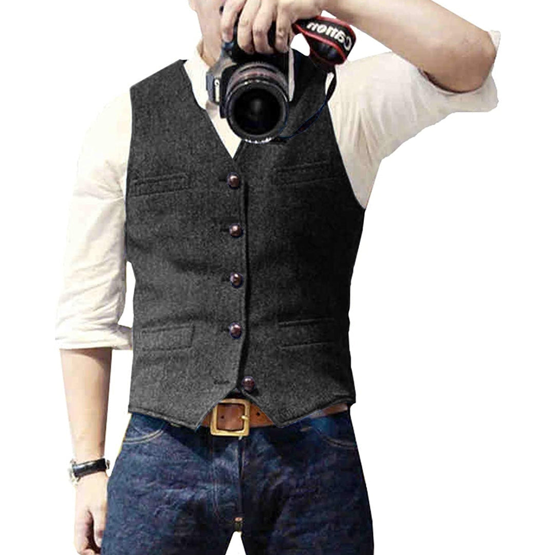 Men's Button Front Gilet-Azzella London