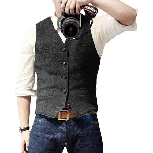 Men's Button Front Gilet-Azzella London