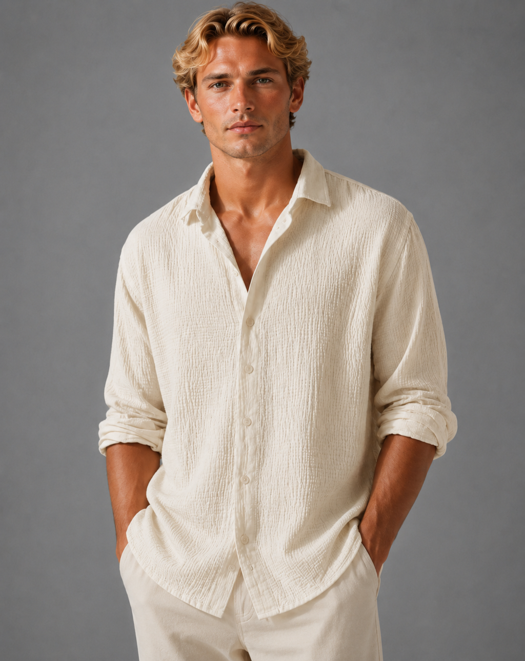 Men's Button Front Shirt-Azzella London