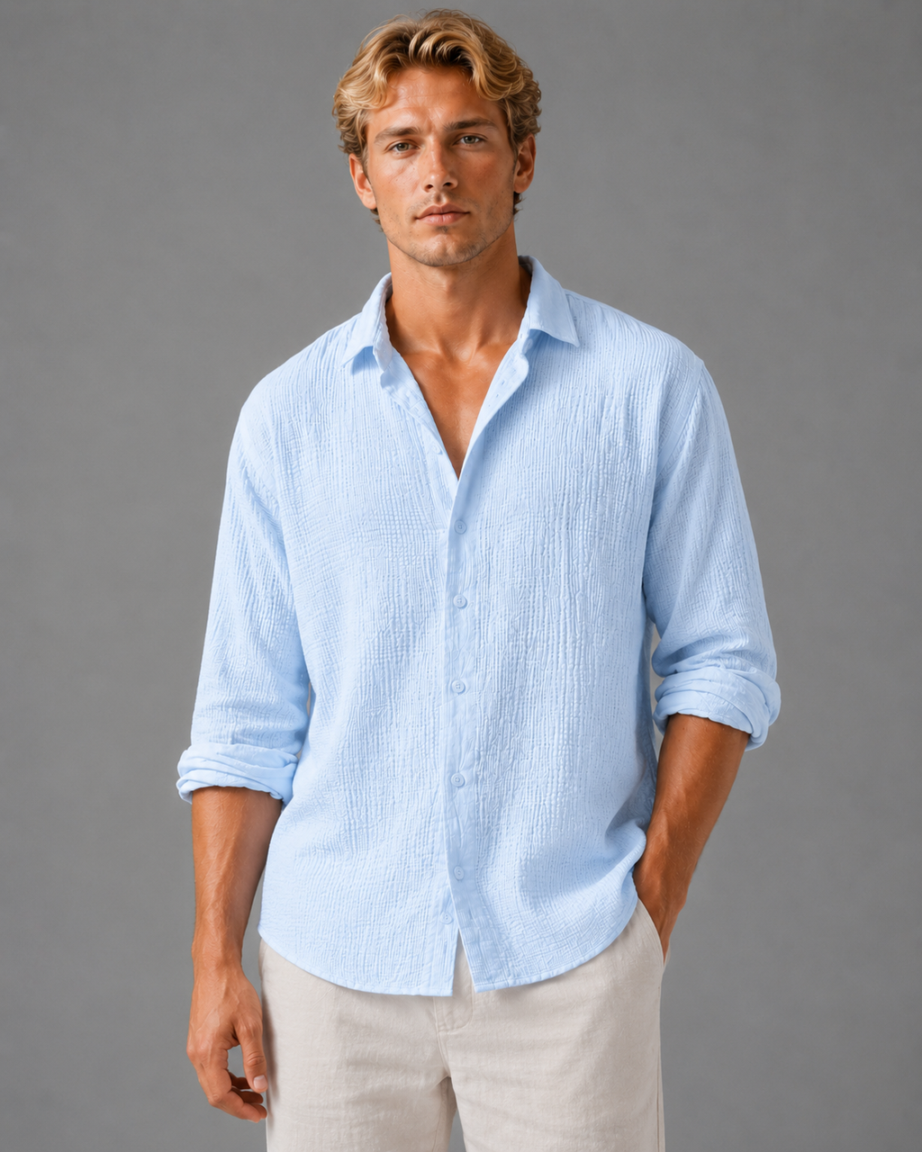 Men's Button Front Shirt-Azzella London