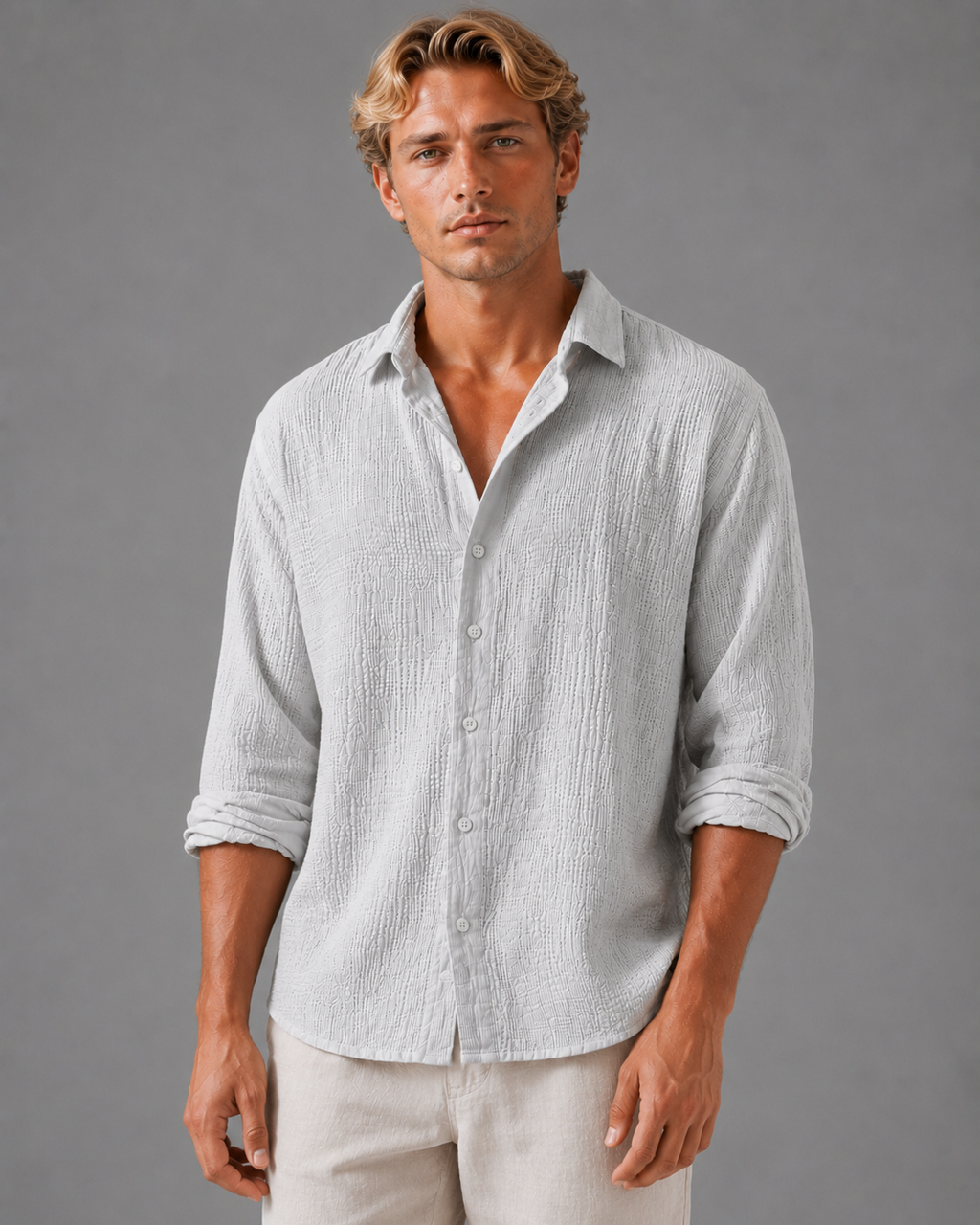 Men's Button Front Shirt-Azzella London