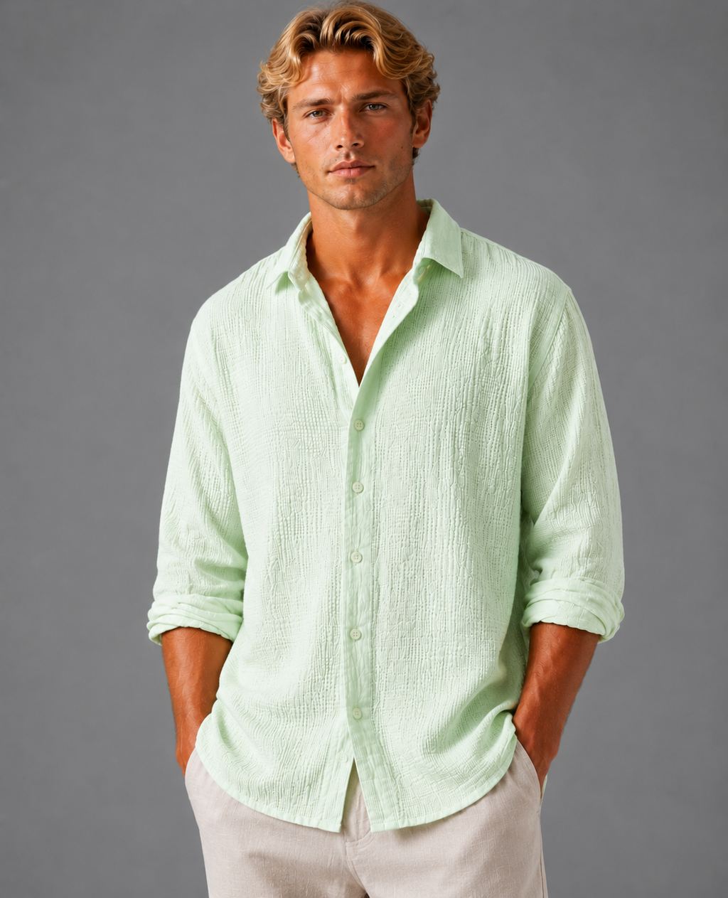 Men's Button Front Shirt-Azzella London
