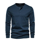 Men's Button Placket Henley Shirt-Azzella London