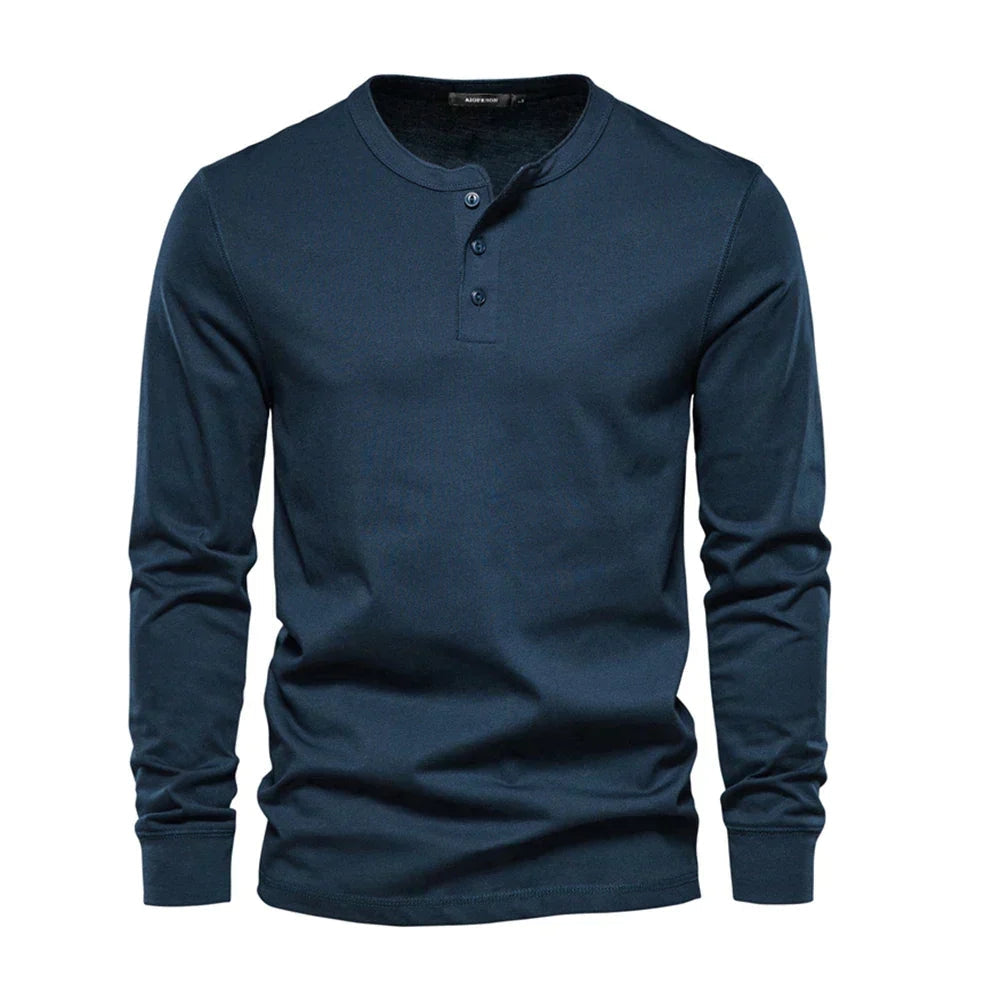 Men's Button Placket Henley Shirt-Azzella London