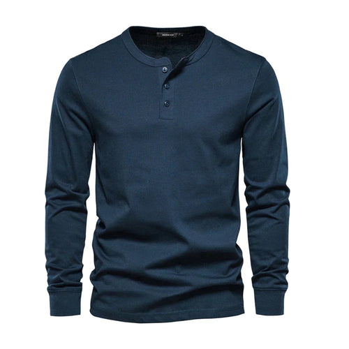 Men's Button Placket Henley Shirt-Azzella London