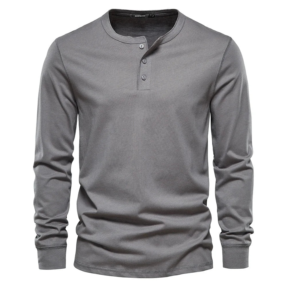 Men's Button Placket Henley Shirt-Azzella London