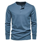 Men's Button Placket Henley Shirt-Azzella London