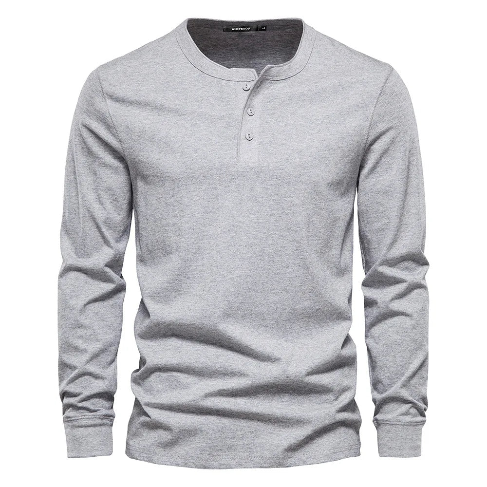 Men's Button Placket Henley Shirt-Azzella London