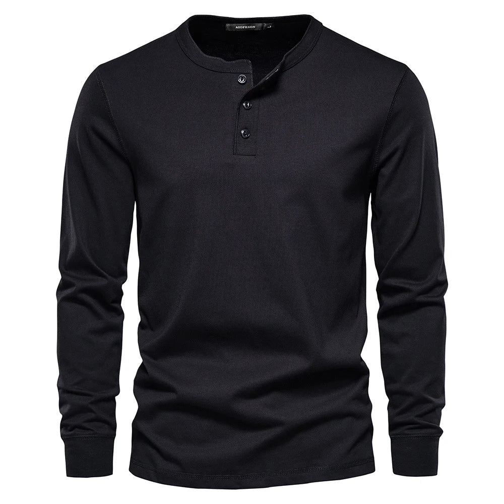 Men's Button Placket Henley Shirt-Azzella London