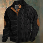 Men's Cable Knit Sweater with Elbow Patches-Sweater-Azzella London