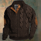 Men's Cable Knit Sweater with Elbow Patches-Sweater-Azzella London