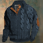Men's Cable Knit Sweater with Elbow Patches-Sweater-Azzella London