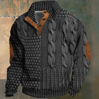 Men's Cable Knit Sweater with Elbow Patches-Sweater-Azzella London