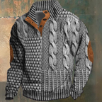 Men's Cable Knit Sweater with Elbow Patches-Sweater-Azzella London