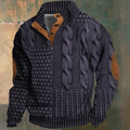 Men's Cable Knit Sweater with Elbow Patches-Sweater-Azzella London