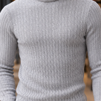 Men's Cable Texture Turtleneck Sweater-Azzella London