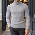 Men's Cable Texture Turtleneck Sweater-Azzella London