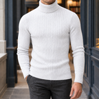 Men's Cable Texture Turtleneck Sweater-Azzella London