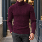 Men's Cable Texture Turtleneck Sweater-Azzella London