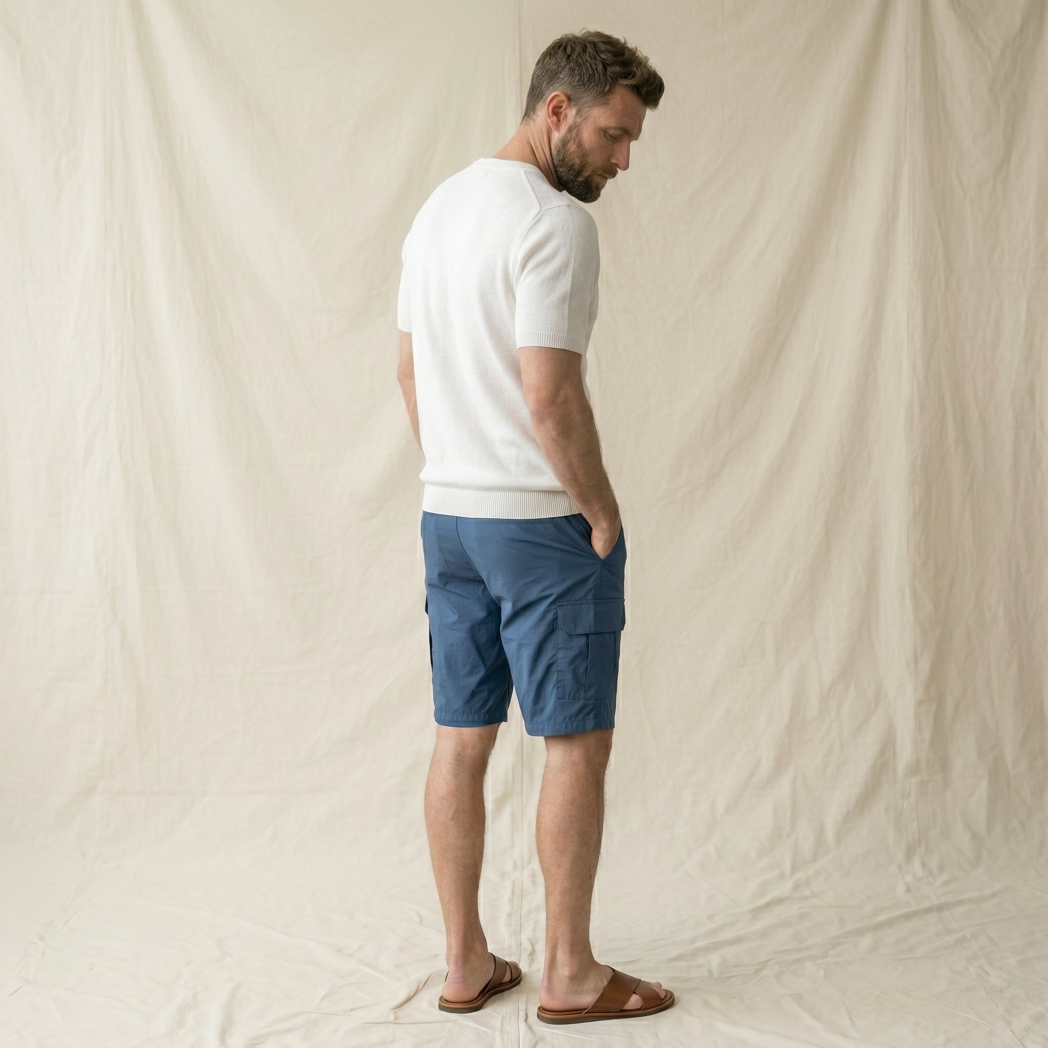Men's Cargo Knee-Length Shorts-Azzella London