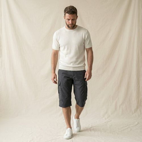 Men's Cargo Knee-Length Shorts-Azzella London