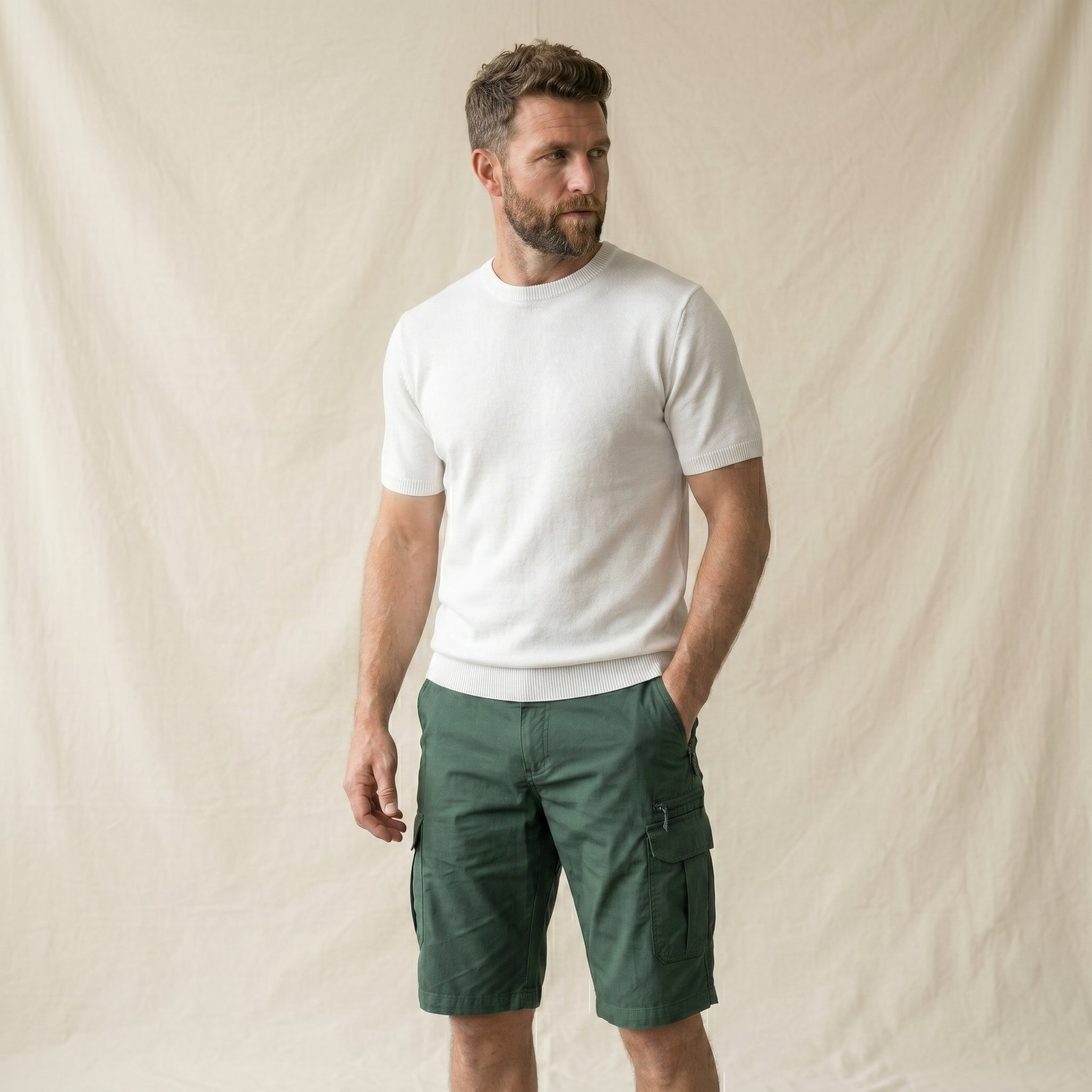 Men's Cargo Knee-Length Shorts-Azzella London