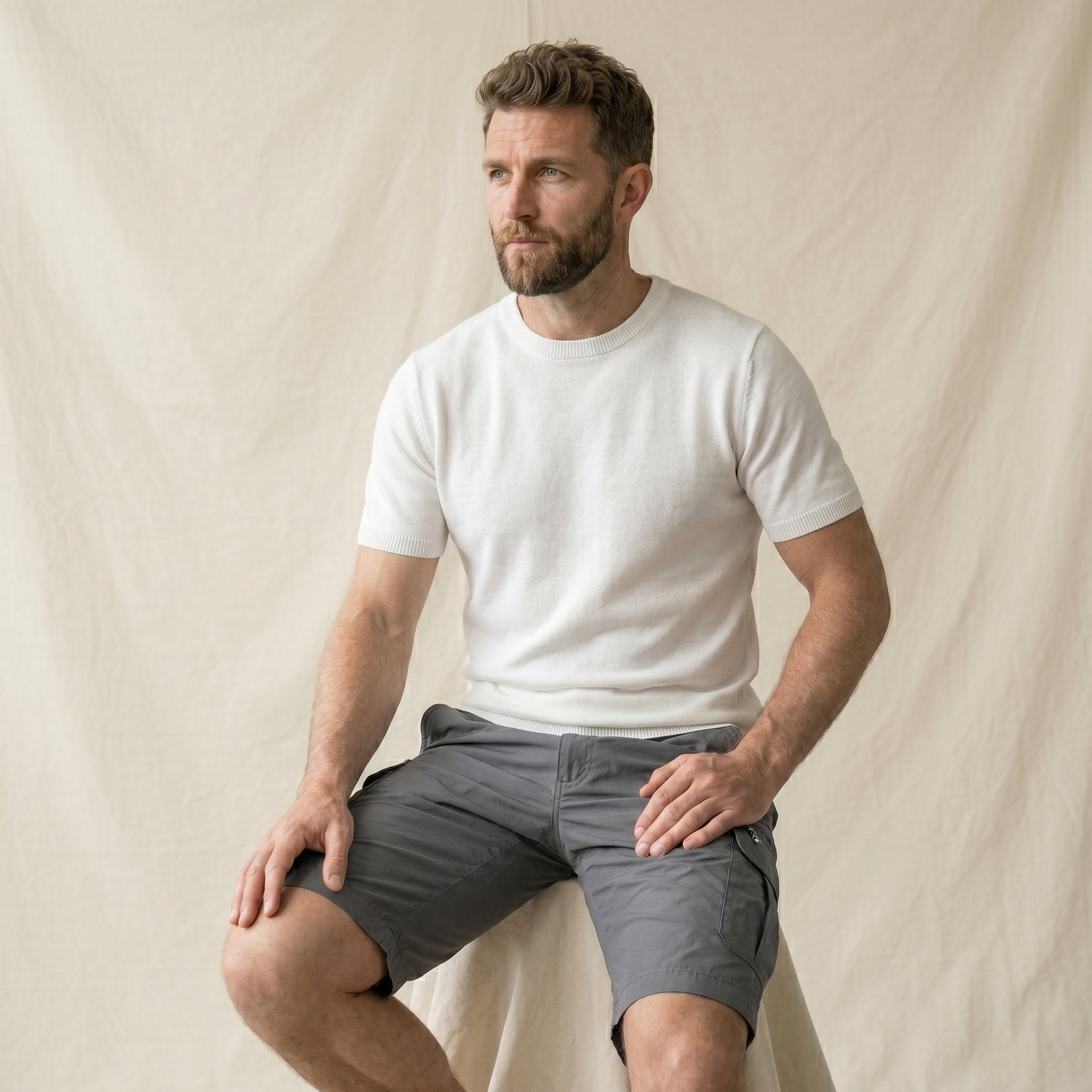 Men's Cargo Knee-Length Shorts-Azzella London