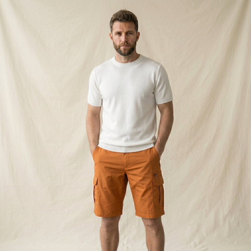 Men's Cargo Knee-Length Shorts-Azzella London