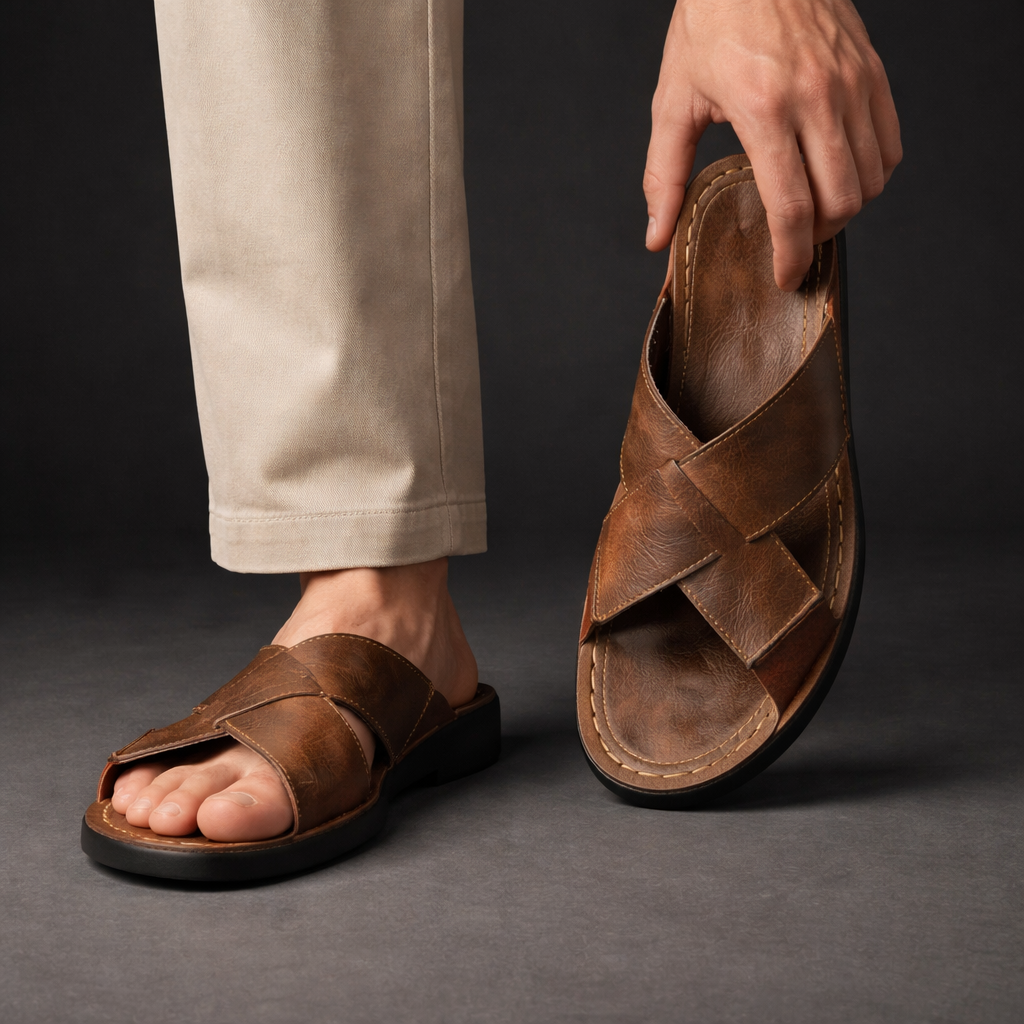 Men's Casual Cross-Strap Sandals-Sandals-Azzella London