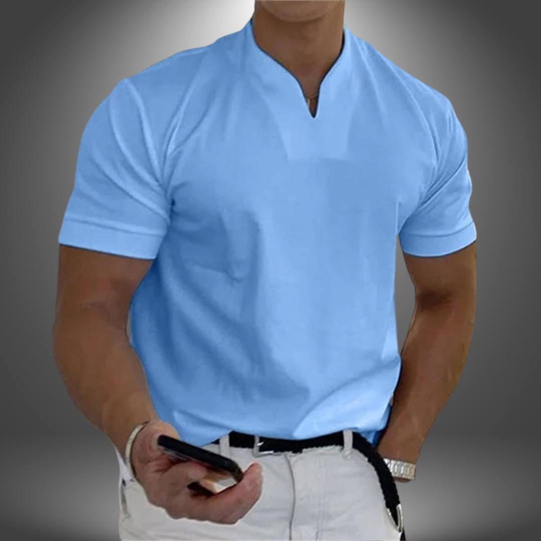Men's Casual V-Neck T-Shirt-T-Shirt-Azzella London
