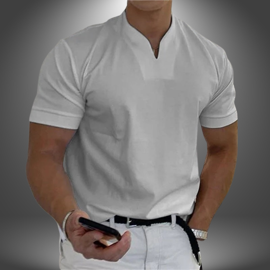 Men's Casual V-Neck T-Shirt-T-Shirt-Azzella London