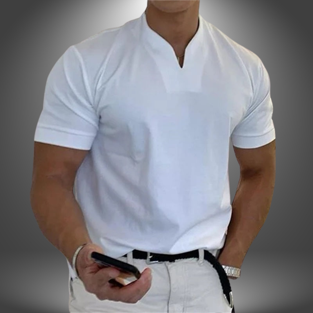 Men's Casual V-Neck T-Shirt-T-Shirt-Azzella London